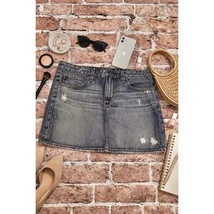 Big Star 1974 Women's Distressed Denim Mini Skirt Medium Wash Blue Size 30 Edgy